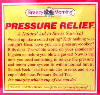 BREEZY MORNING PRESSURE RELIEF TEA BAGS 

BREEZY MORNING PRESSURE RELIEF TEA BAGS: available at Sam's Caribbean Marketplace, the Caribbean Superstore for the widest variety of Caribbean food, CDs, DVDs, and Jamaican Black Castor Oil (JBCO). 